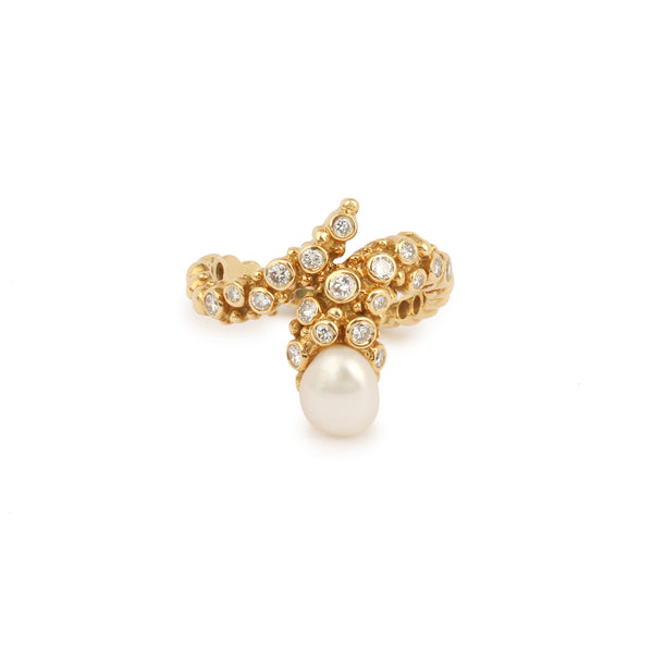 Gilbert Albert Gold Pearls Diamonds 18 Carat White Gold Cocktail Ring – Les  Pierres de Julie