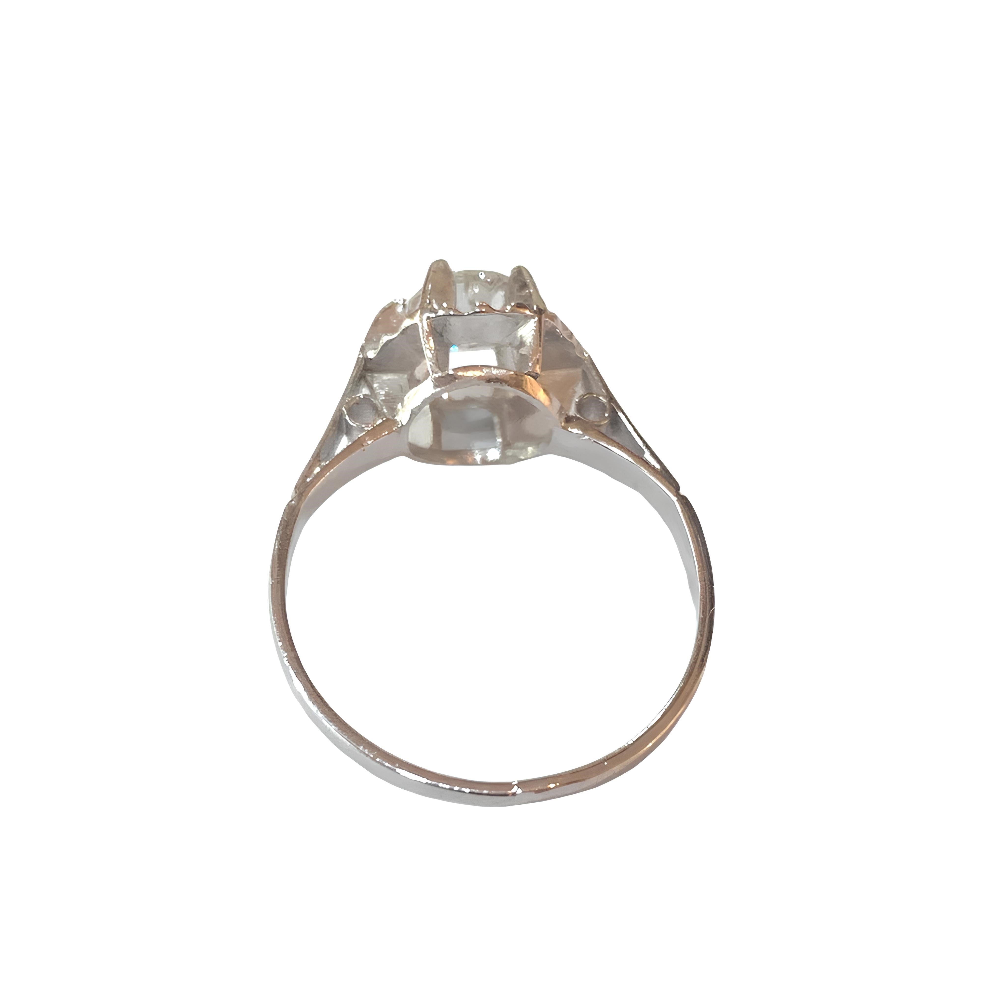 0.60 Carats Old Cut Diamond Platinum Solitaire Ring