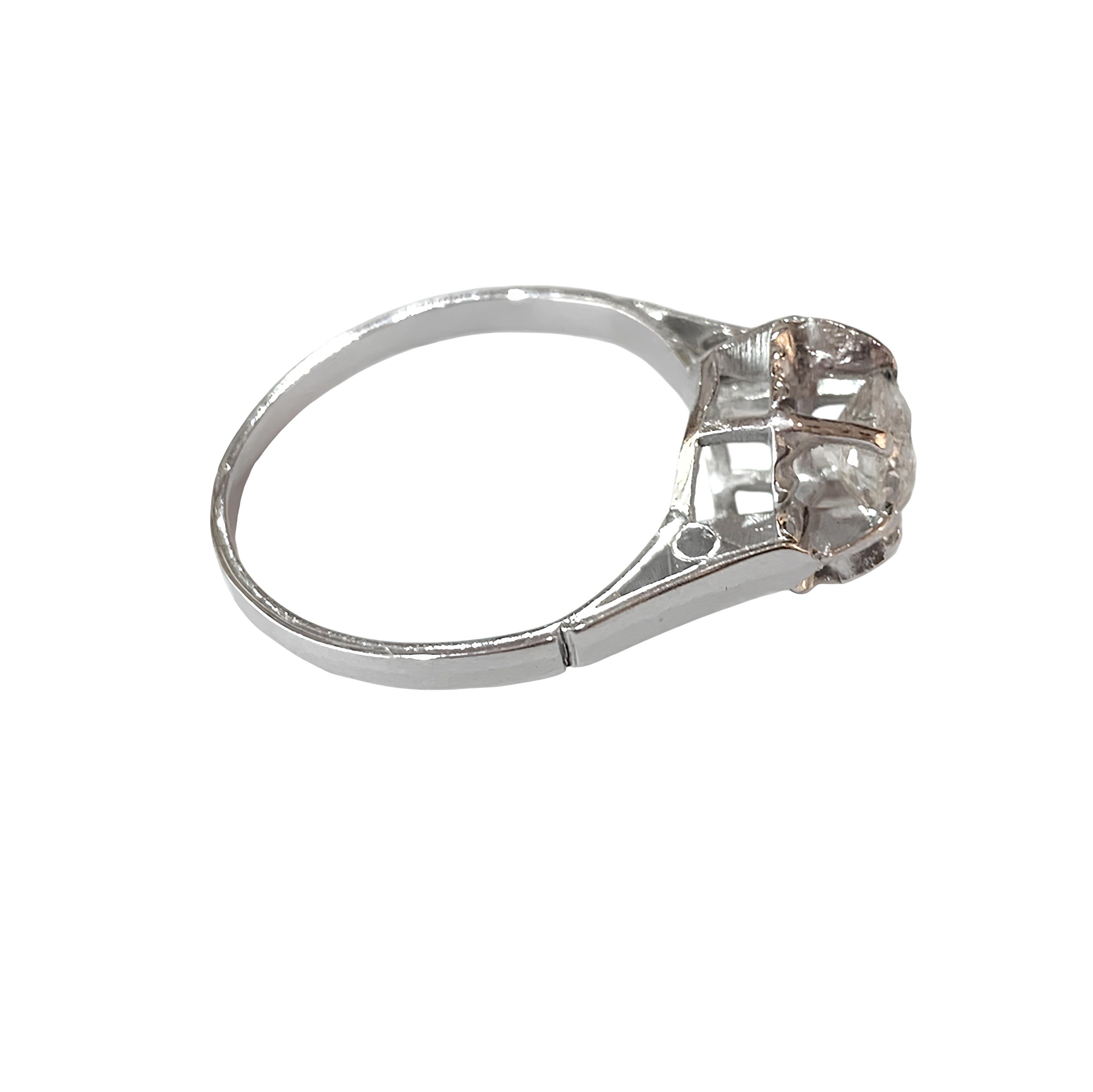 0.60 Carats Old Cut Diamond Platinum Solitaire Ring