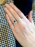 Bague Pompadour Saphir 1.21 Carats Diamants Or Gris 18 Carats