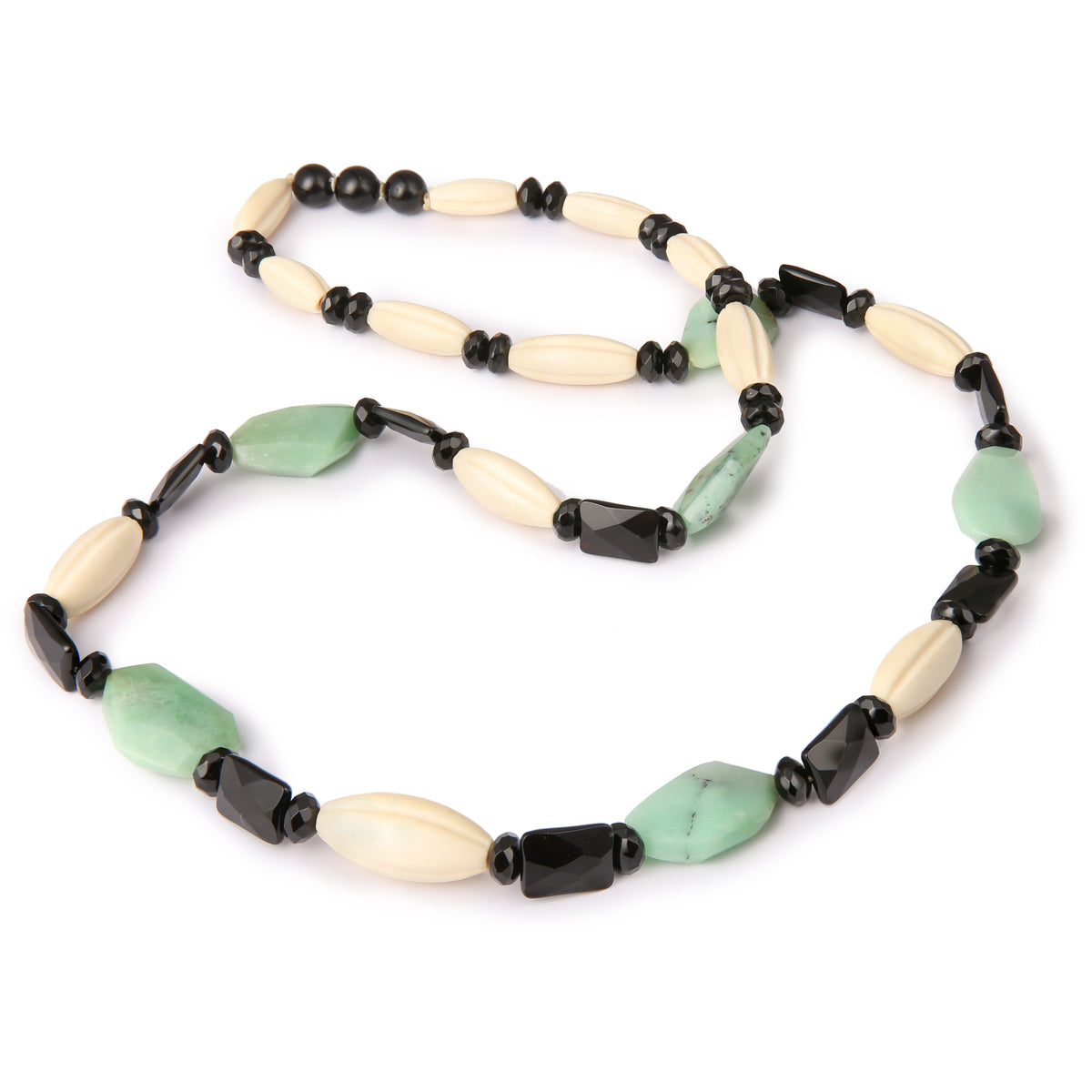 Collier Chrysoprase, Ivoire, Onyx