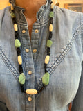 Collier Chrysoprase, Ivoire, Onyx