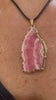 Grand Pendentif Vintage Tranche Rhodochrosite Or Jaune 18 Carats