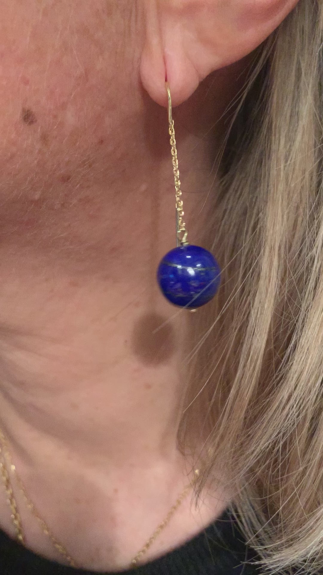 Paire de Boucles d’Oreilles Lapis-Lazuli Or Jaune 18 Carats