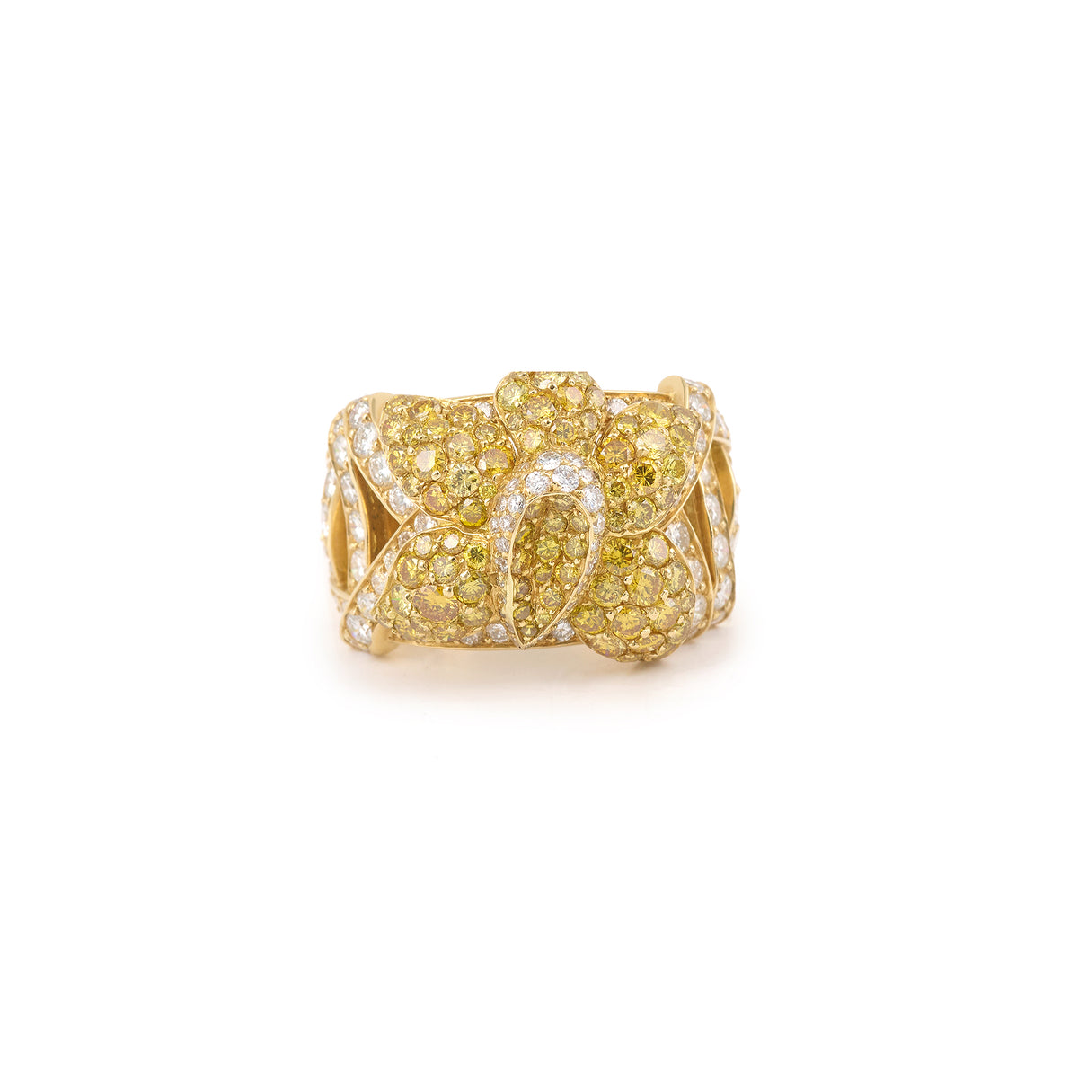 Atelier Brun 3 Carats Yellow & White Diamonds 18 Carats Yellow Gold Ring